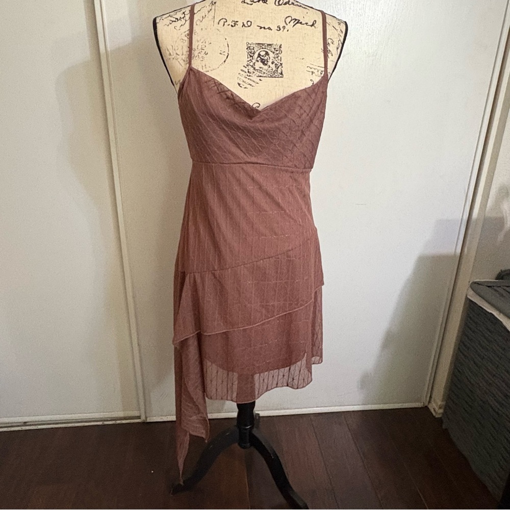 Elegant Brown Asymmetrical Dress